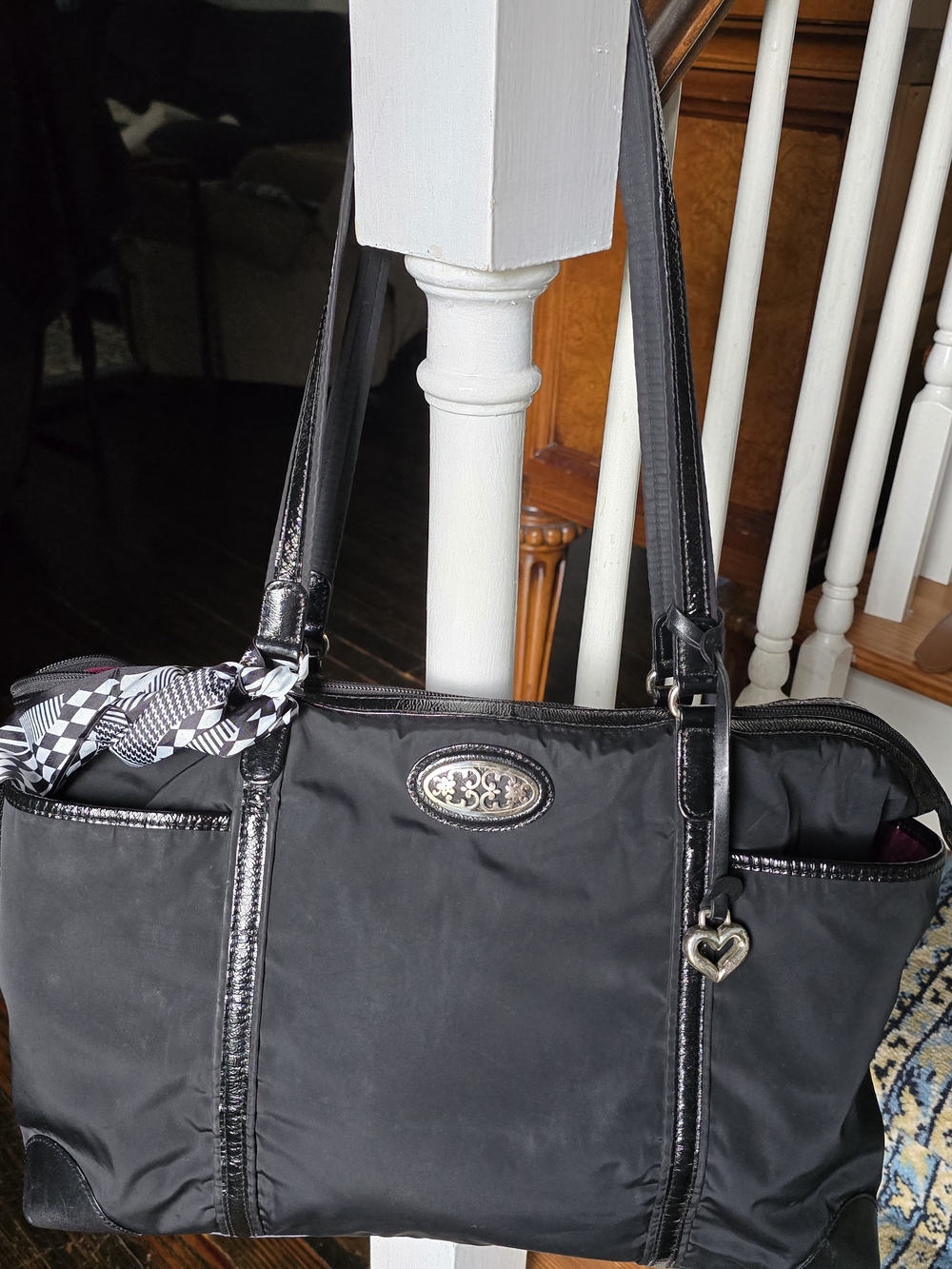 Brighton Heritage Stevie Tote Black Women's Tote Bag with Heart Charm